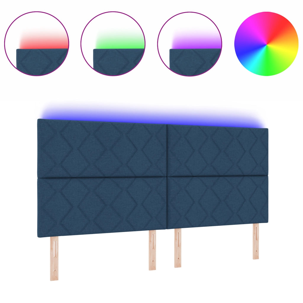 Testata LED  Design Diamond Blocks Blu 200 cm Tessuto