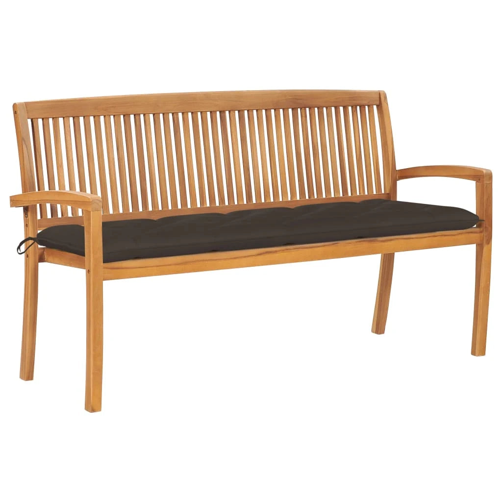 Panca da giardino mobili da esterno per patio panca da terrazza impilabile con cuscino 159 cm legno massello di teak 02_0011690