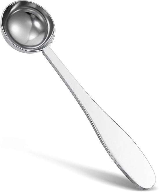 Cucchiaio per caffè - Manico lungo per servire facilmente - Acciaio inox - Cucchiaio per il the scoop - Riciclabile - Cucchiaio per caffè in polvere, tè libero, infusione al latte e polvere - 11.5×2cm - Argento