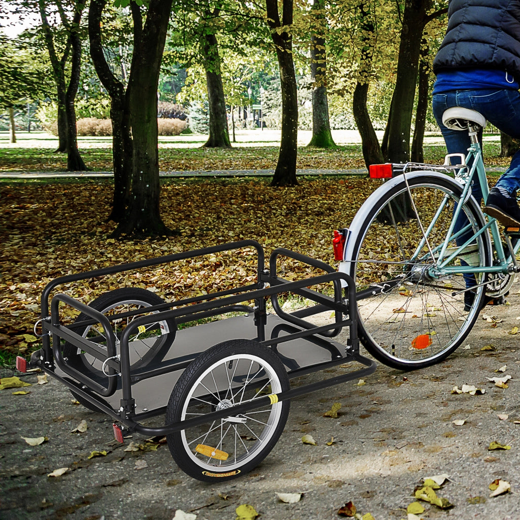 Carrello Bicicletta Pieghevole da Carico 40kg ¨C zephmum ¨C 139x71.5x49 cm Nero Acciaio