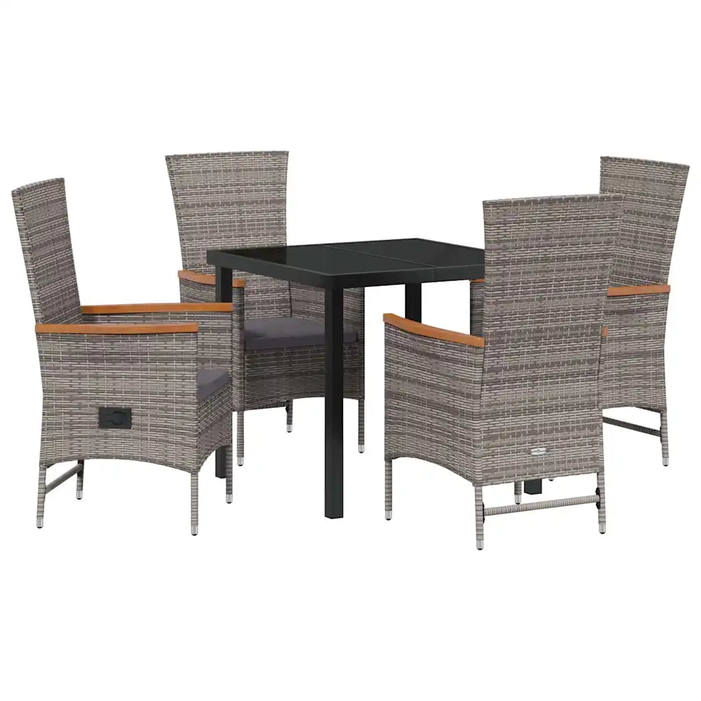 Set da Pranzo per Giardino con cuscino 5 pcs Grigio 3379437