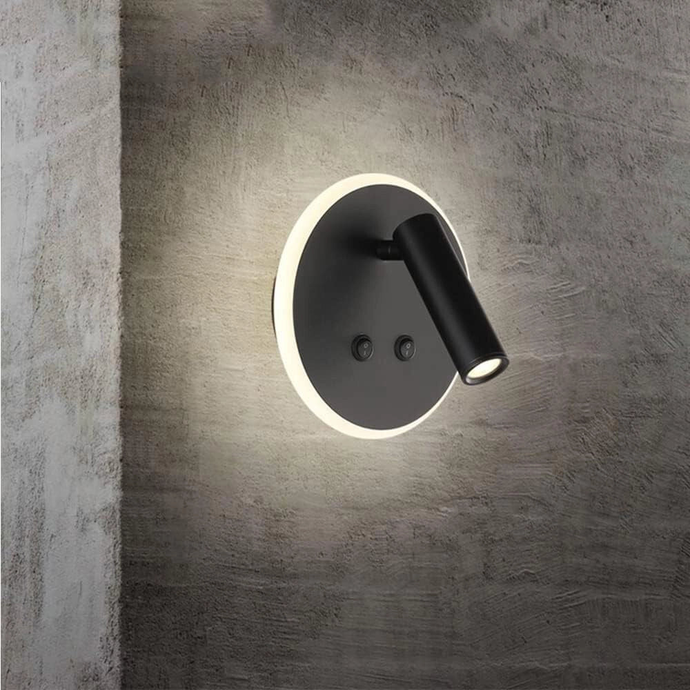 Trade Shop - Applique Led Orientabile Da Parete Doppia Fonte Luminosa 8 Watt Luce Calda 3000k Mr-01 - Nero