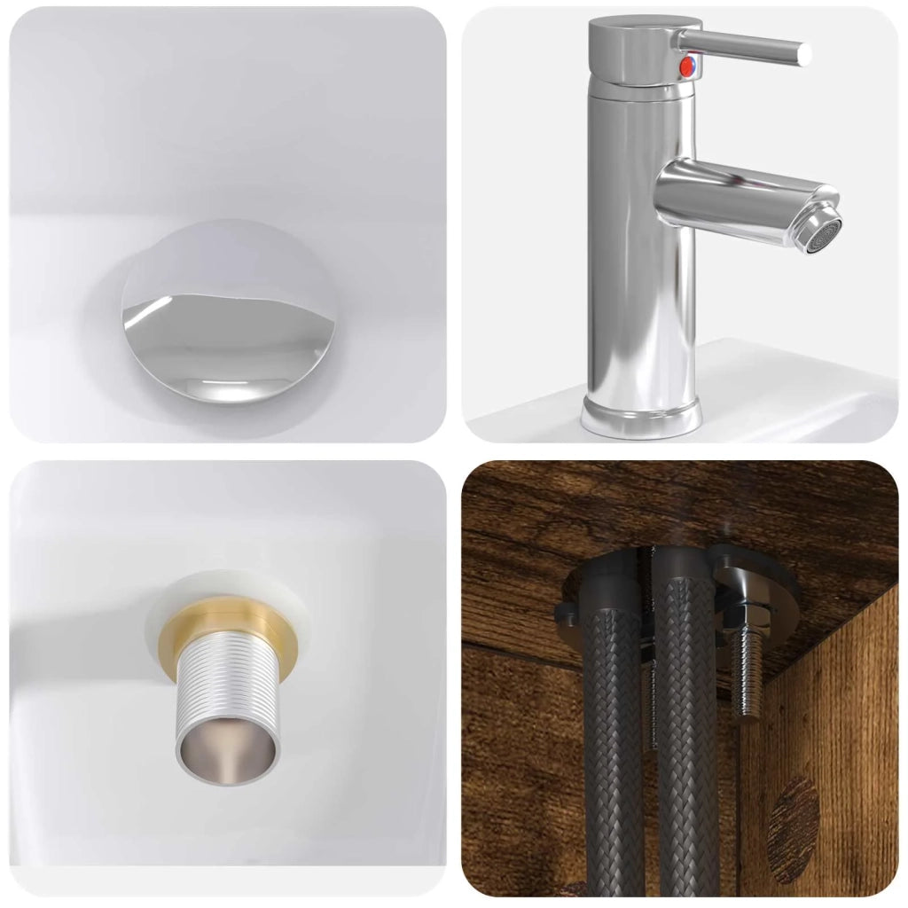 Set di mobili per il bagno 2 pz Rovere Fumo 3403972
