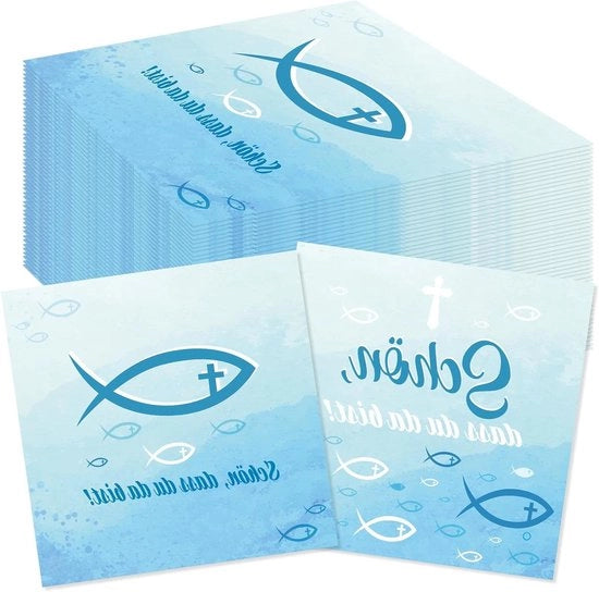 Servetten di Commiato in forma di pesce per decorazione della tavola - Primo Commiato e Battesimo - 40 pezzi