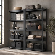 SCAFFALE METALLICO 5 RIPIANI 183x90x40 cm Nero Regolabile