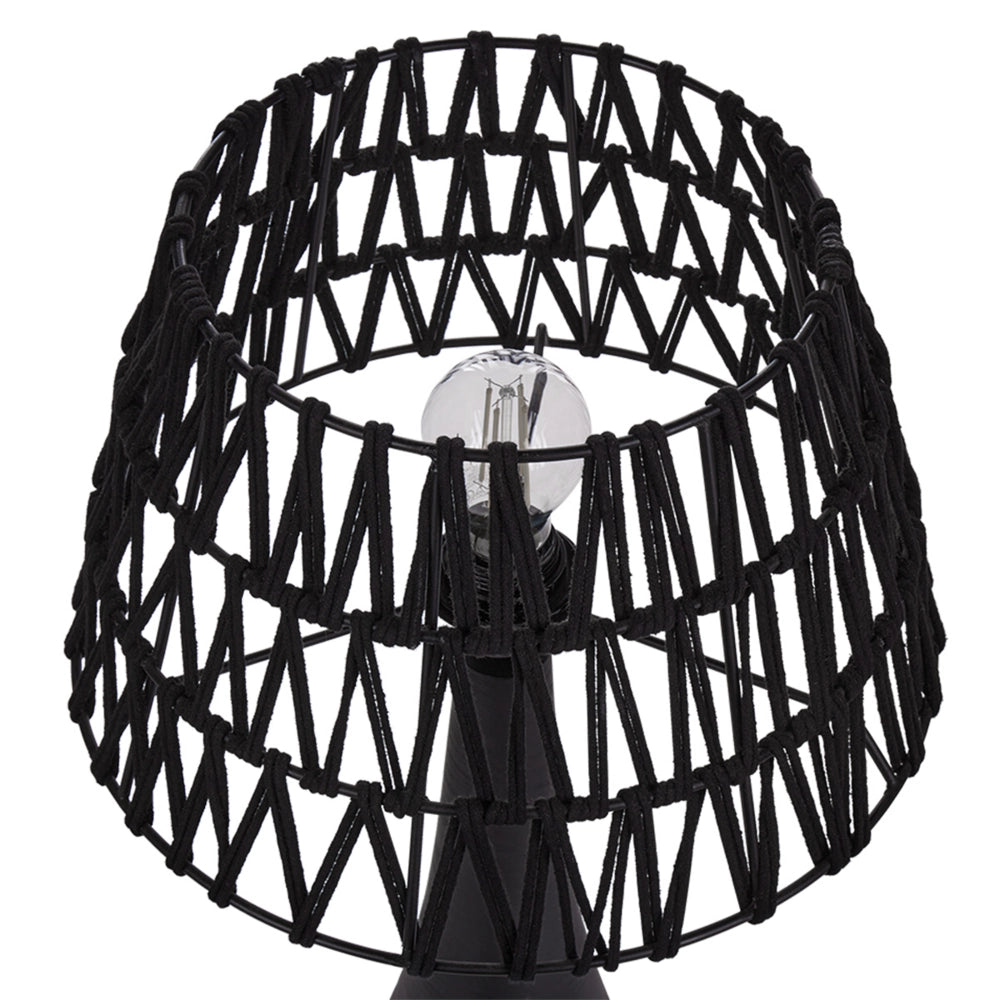 Lampada da tavolo a stelo con paralume in tessuto e base in in metallo nero Design moderno Accessori per la casa Soggiorno