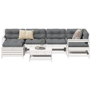 Set Divani da Giardino 7 pz Bianco in Legno Massello di Pino