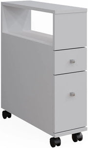 Cassettiera da bagno Fynn, Bianco, 17.6 x 61.6 cm con 2 cassetti, da parete per la conservazione di accessori da bagno
