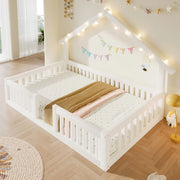 LETTO a casetta 90x200 cm in legno bianco con luci LED
