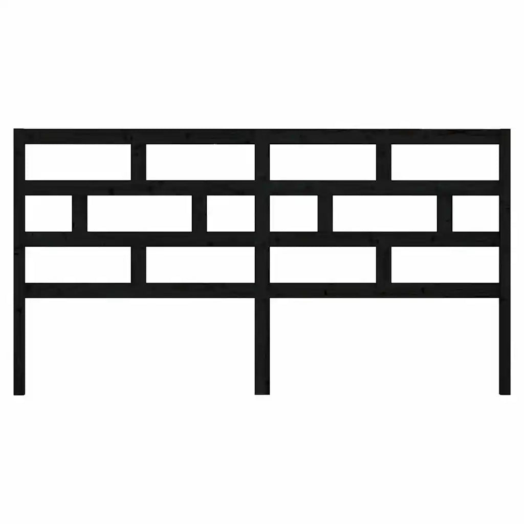 Testiera per Letto Nera 206x4x100 cm in Legno Massello di Pino 814218