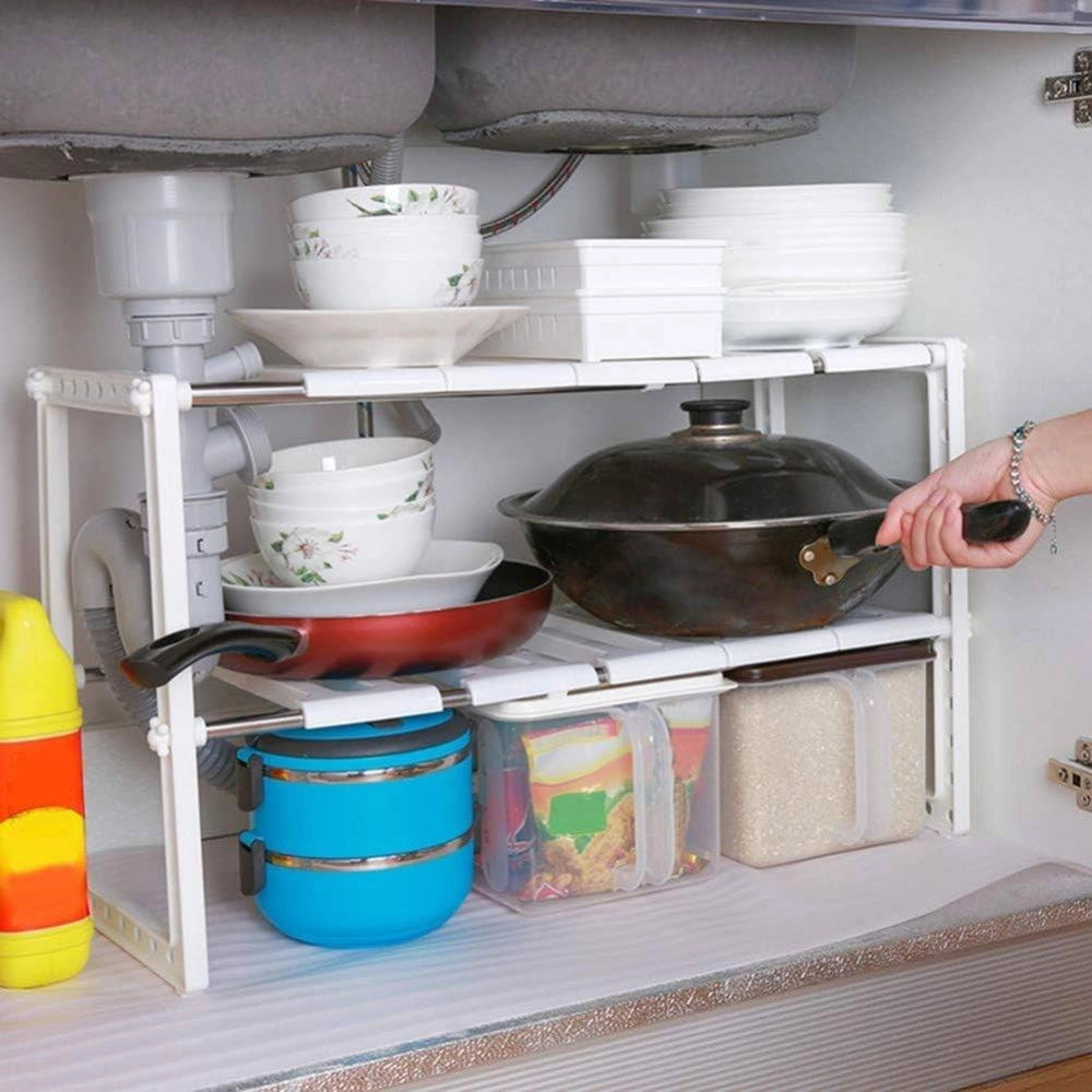 Trade Shop - Scaffale Retrattile Per Utensili Prodotti Da Cucina Mensola Sottolavello Scarico -