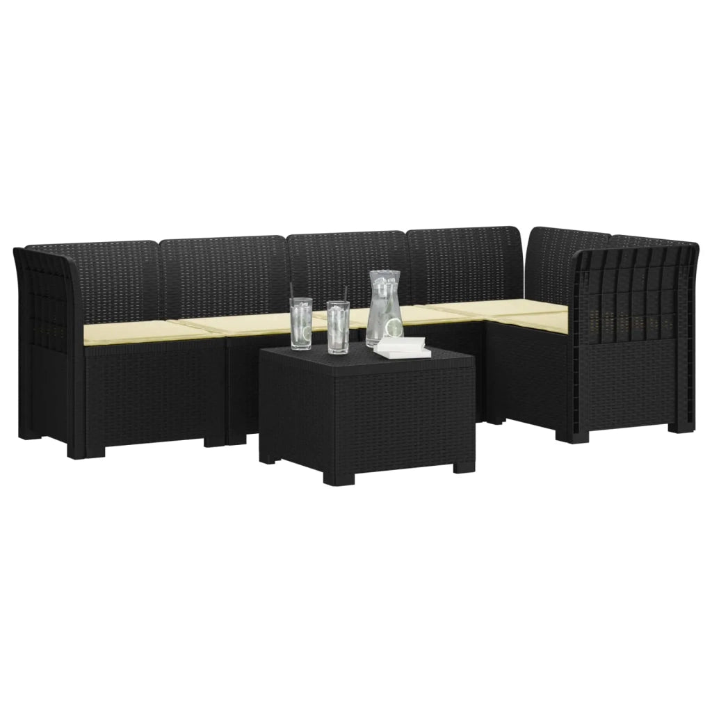 Divano da Giardino 5 Posti con Cuscini Stile Rattan PP 3444070