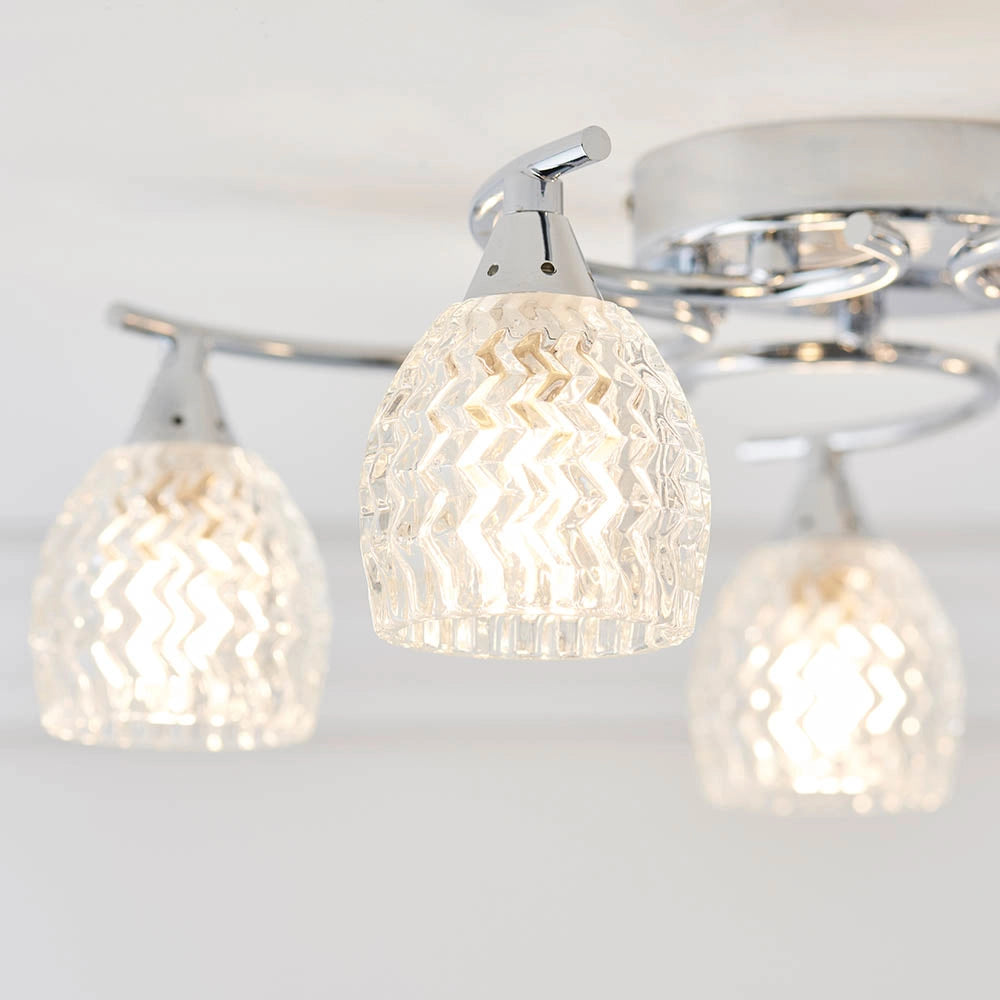 Plafoniera 5 luci G9 cromata vetro tagliato Boyer Endon