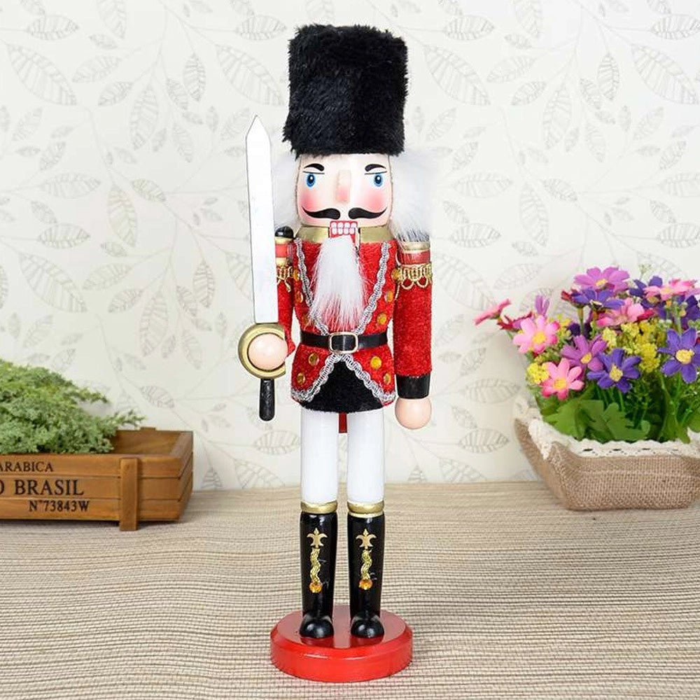 Trade Shop - Soldato Schiaccianoci Di Natale In Legno 30 Cm Decorazioni Addobbi Natalizi -