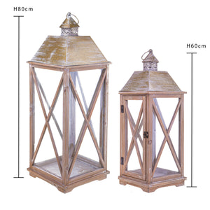 Set 2 Lanterna in Legno H 80 cm