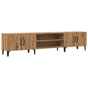 Mobile TV multimediale mensola TV credenza mobile TV sala da pranzo soggiorno camera da letto rovere lavorato a mano 180 x 31,5 x 40 cm legno ingegnerizzato marrone 02_0027251