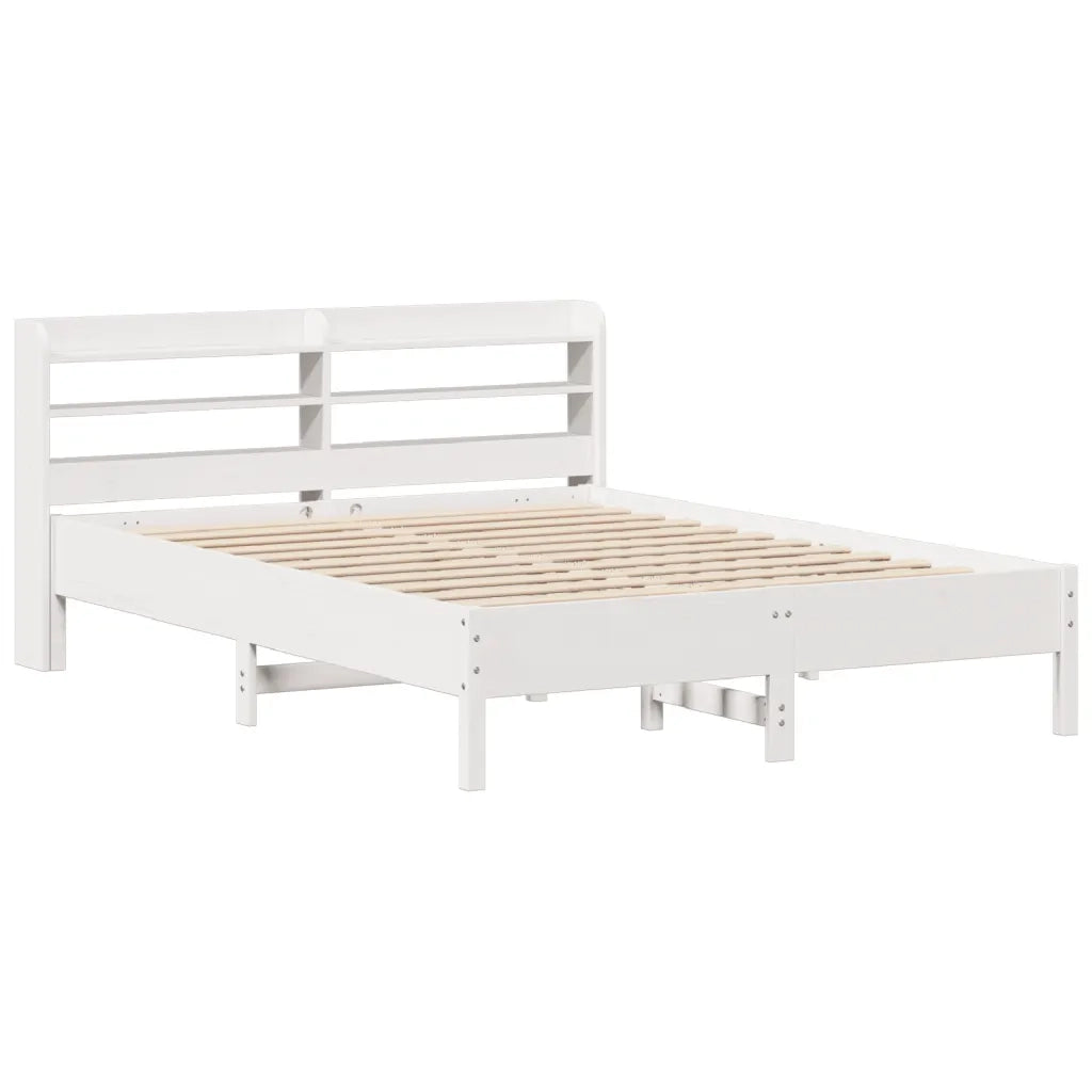 Letto senza Materasso Bianco 135x190 cm Legno Massello di Pino