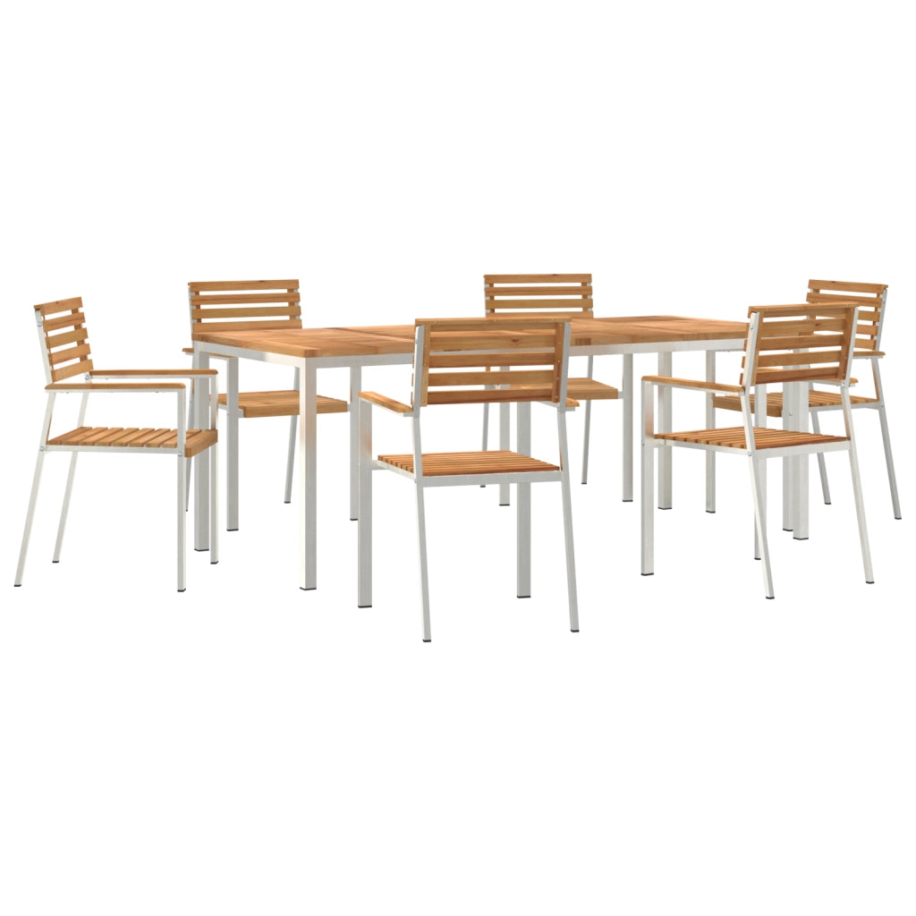 Set da Pranzo da Giardino  a 7 Pezzi in Legno Massello Teak