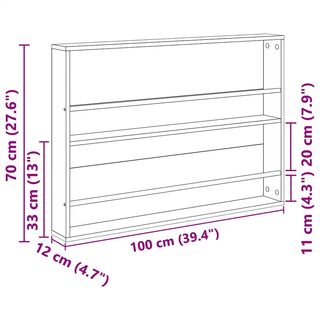 Scaffale per riviste Rovere Nero 100 x 12 x 70 cm CFW2642173