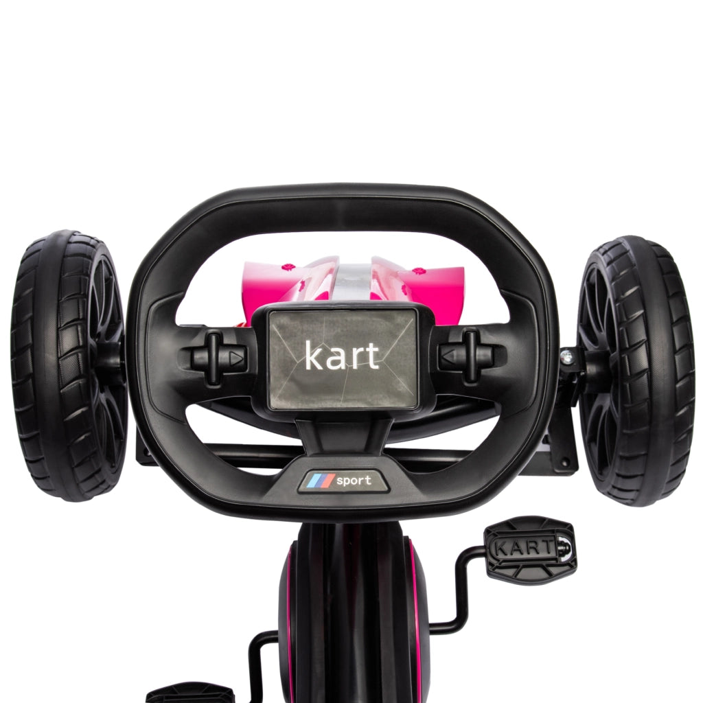Go Kart a Pedali per Bambini 3-8 Anni 100x58x58,5 cm con Sedile Regolabile e Ruote in EVA Rosa e Nero