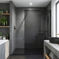 Parete Doccia Rea Flexi Grey / Black 100