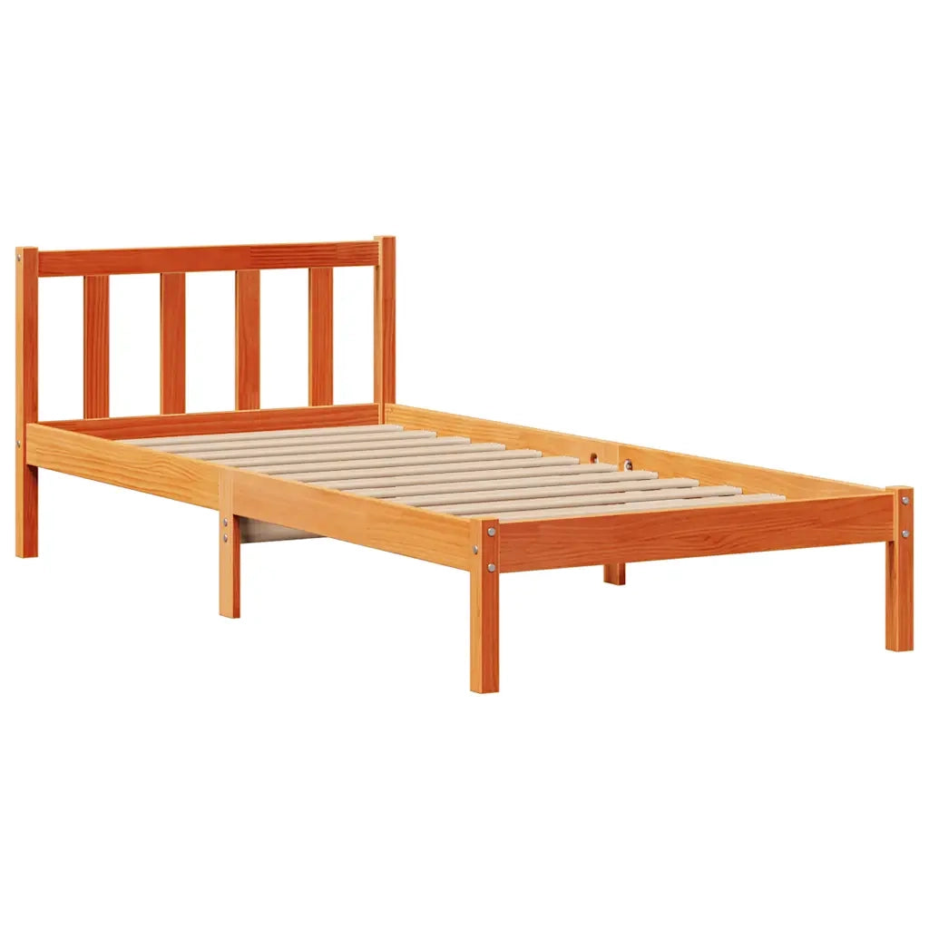 Letto Libreria senza Materasso Marrone Cera 75x190 cm in Pino 3321753