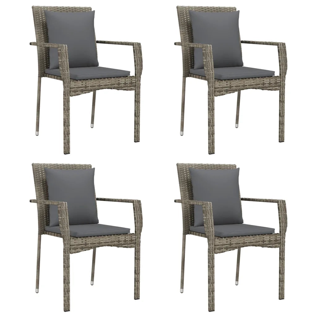 Set da Pranzo da Giardino 5 pz con Cuscini in Polyrattan Grigio 3184971