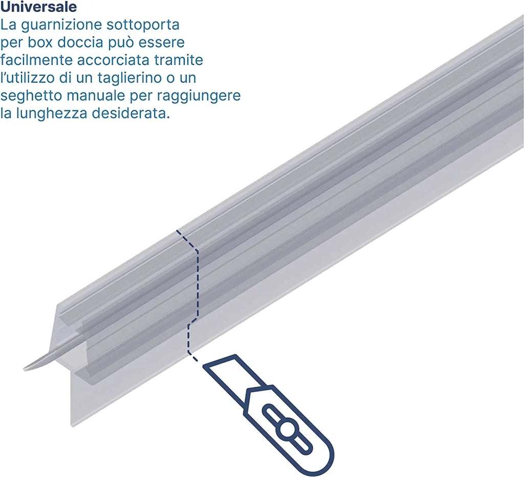 Set da 2pz guarnizioni box doccia sottoporta in PVC per vetro da 6-8mm lunghezza 80cm | Sealify
