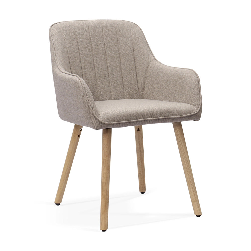 Sedie da pranzo moderne con braccioli - Xylo - Tessuto e gambe in legno (beige chiaro/marrone)