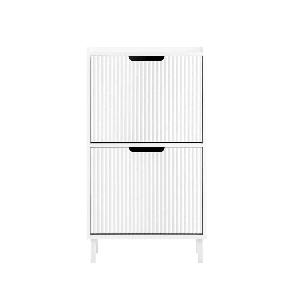 Mobiletto portascarpe scarpiera mobile ingresso salvaspazio Regolabili Bianco 50x19x90cm 2 ante FSR177-W