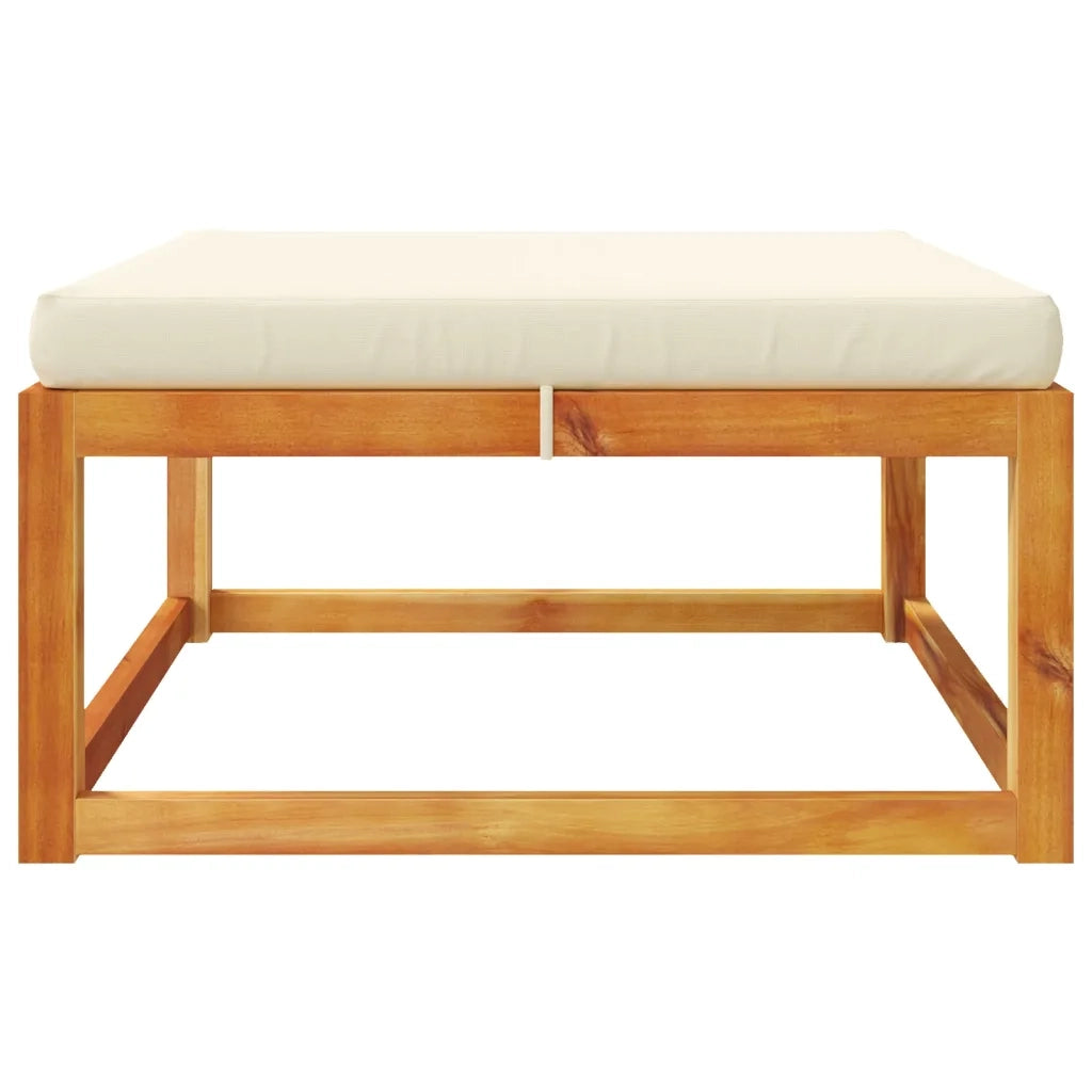 Poggiapiedi Giardino con Cuscino 65x65x29 Legno Massello Acacia