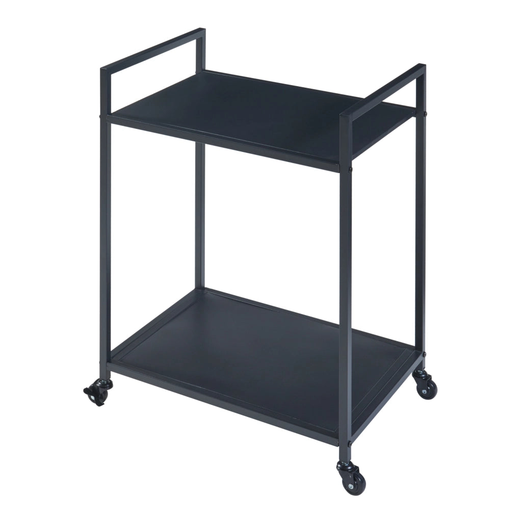 Carrello di Servizio Lesja Portavivande a 2 Ripiani - Metallo Nero [en.casa]