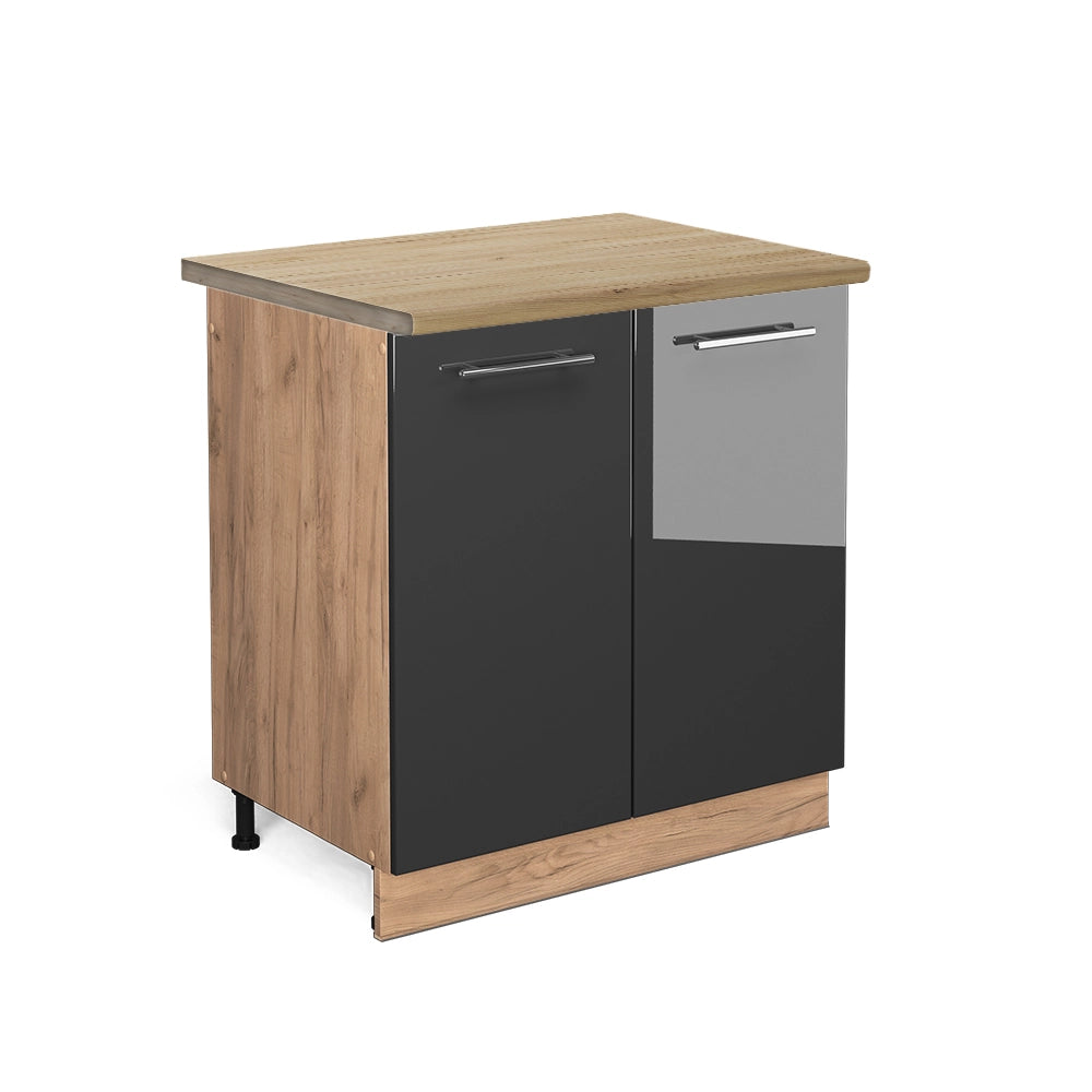 Mobile lavello cucina Fame-Line Antracite lucido/Rovere dorato 80 cm, PL Rovere Vicco