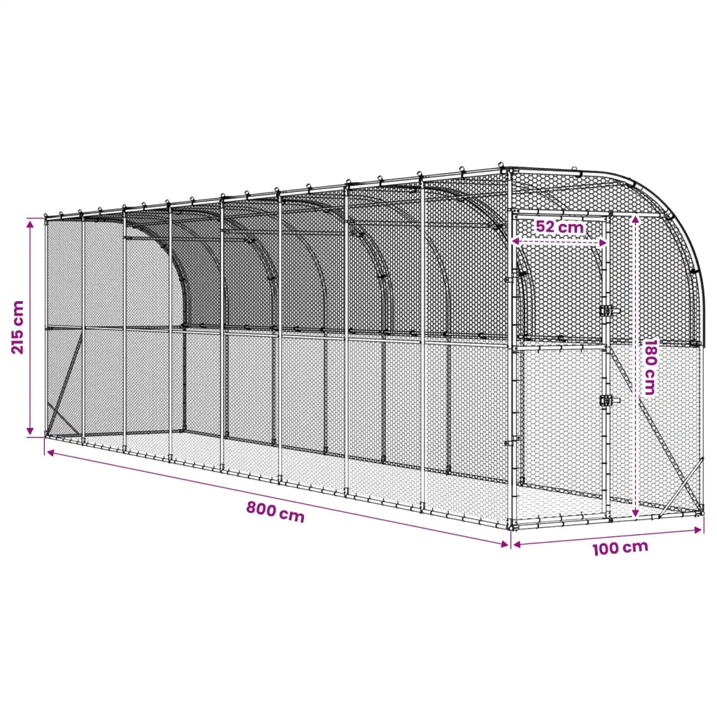 Gabbia per Polli Contro il Muro Argento 600 x 150 x 215 cm 3434708