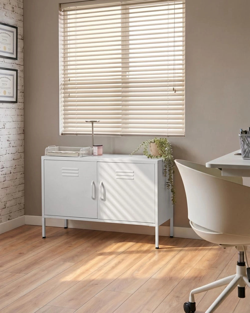 Credenza a 2 ante in acciaio bianco Mobili per ufficio a casa Ripiani per gambe Design industriale