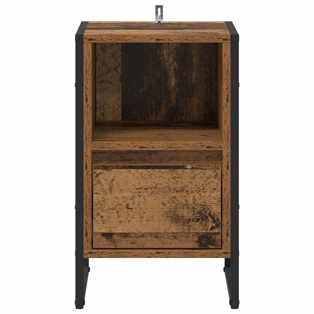 Comodino con cassetto 2 pcs Legno vecchio 39,5 x 30 x 50 cm 886663