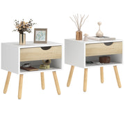 Comodino con cassetto e scaffale ¨C Zephmum ¨C 50x39x51 cm bianco e rovere