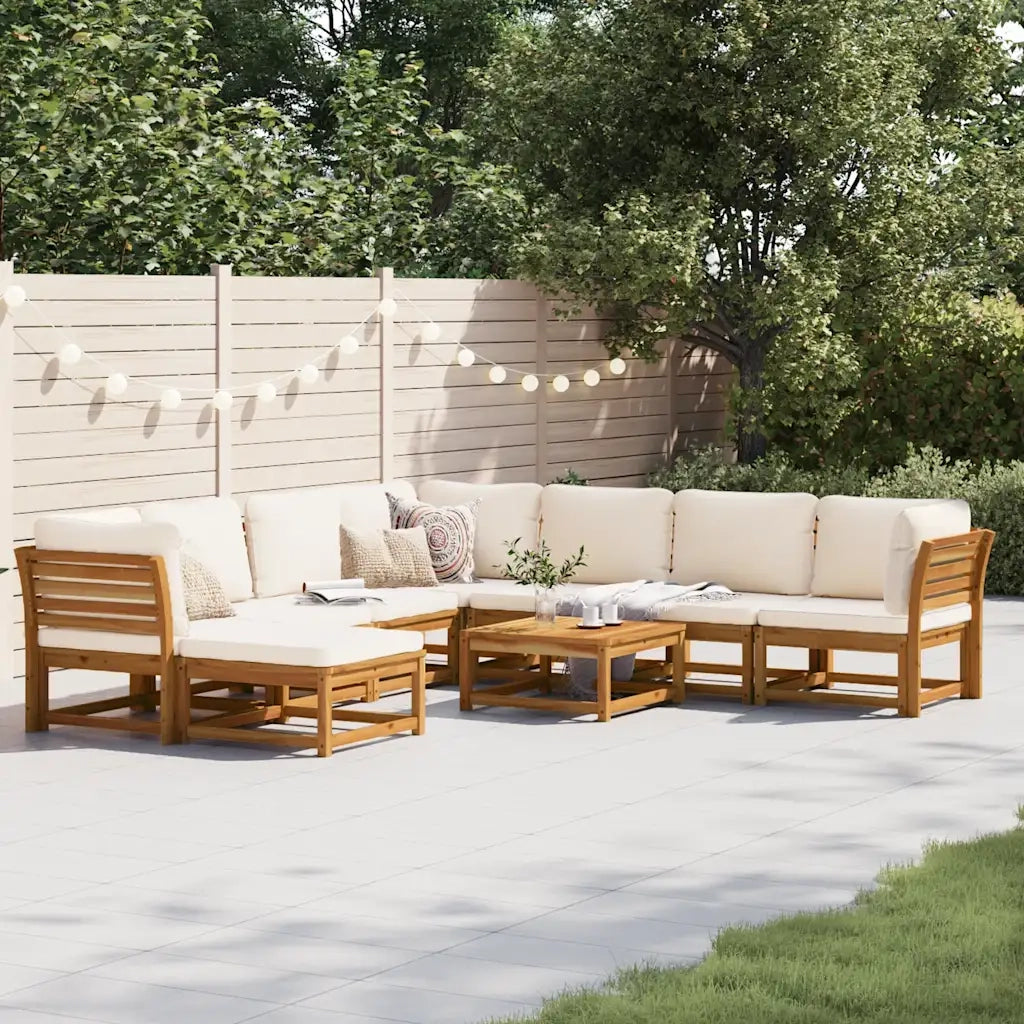 Set Salotto Giardino 9 pz con Cuscini Legno Massello di Acacia 3214298