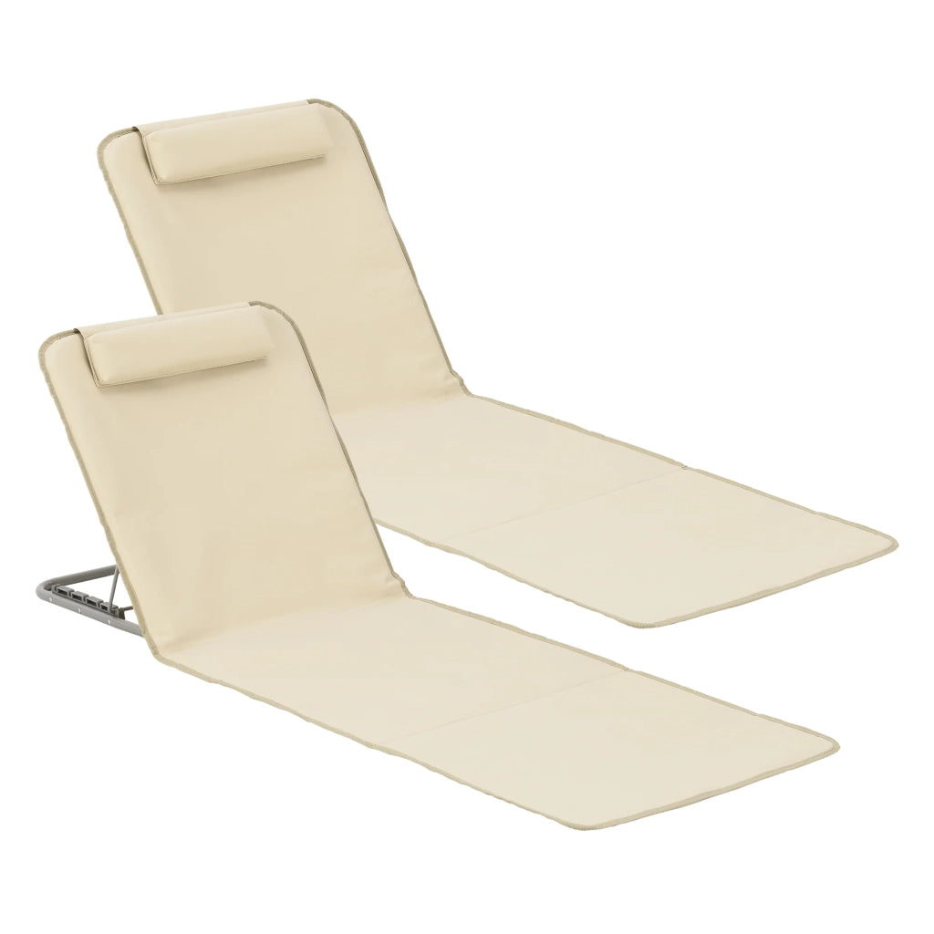 Set di 2 Materassini da Spiaggia Reclinabili Beige 03_0009656