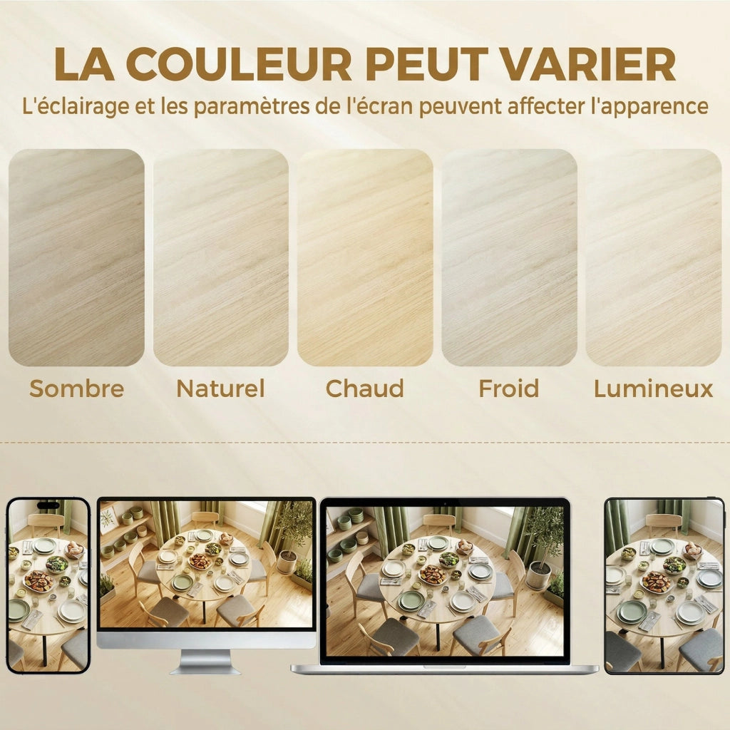 Tavolo da pranzo pieghevole rotondo per 6 persone ¨C zephmum ¨C legno naturale, acciaio, 90x90x75 cm