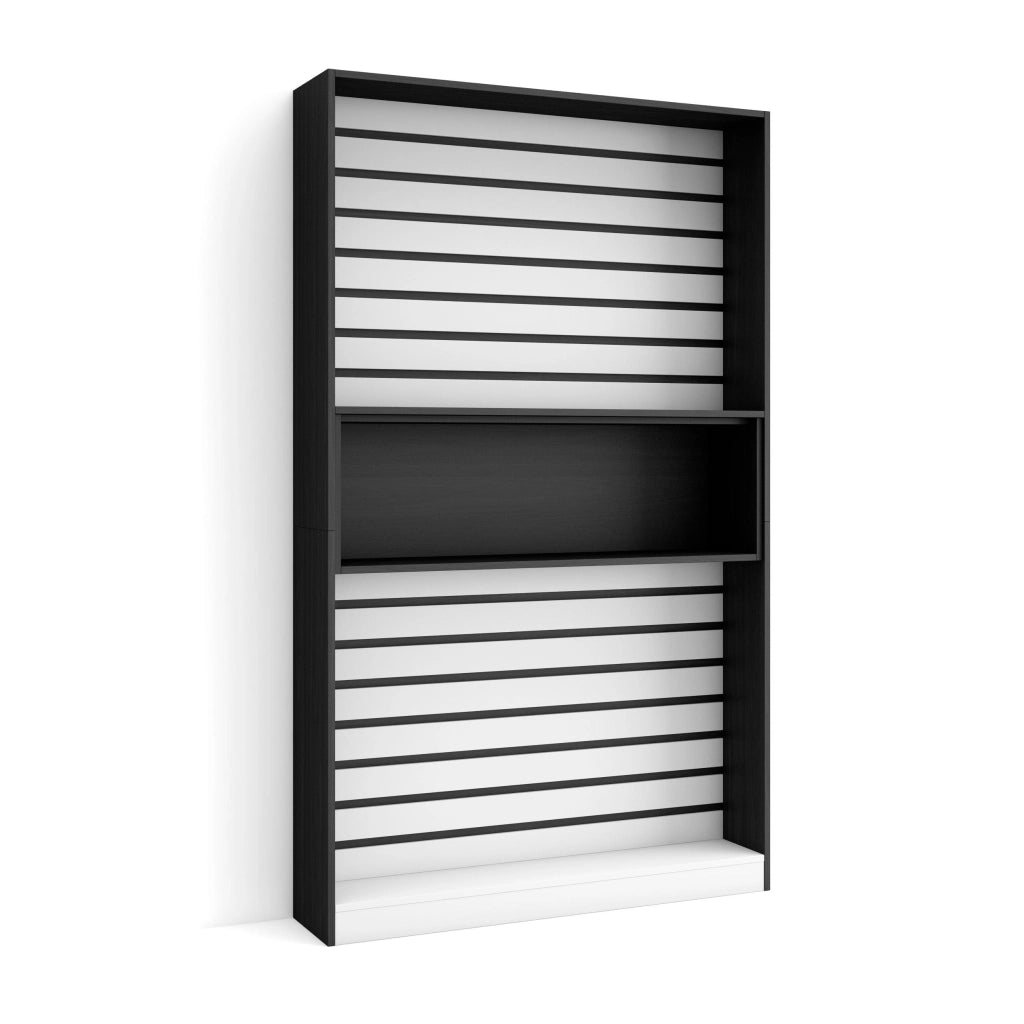 Libreria scaffale, 110x25x186cm, Soggiorno, Ufficio, Per libri, Bianco e nero RF2327