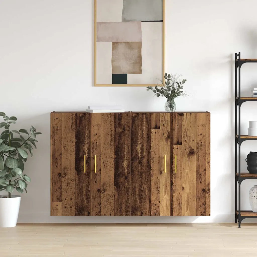 vidaXL Armadi da Muro 2 pcs Legno vecchio 69.5 x 34 x 90 cm