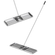 Rastrello livellatore per prato cortile, Livellatore giardino con impugnatura ergonomica e piastra 91x25cm Argento-Attrezzi da giardino