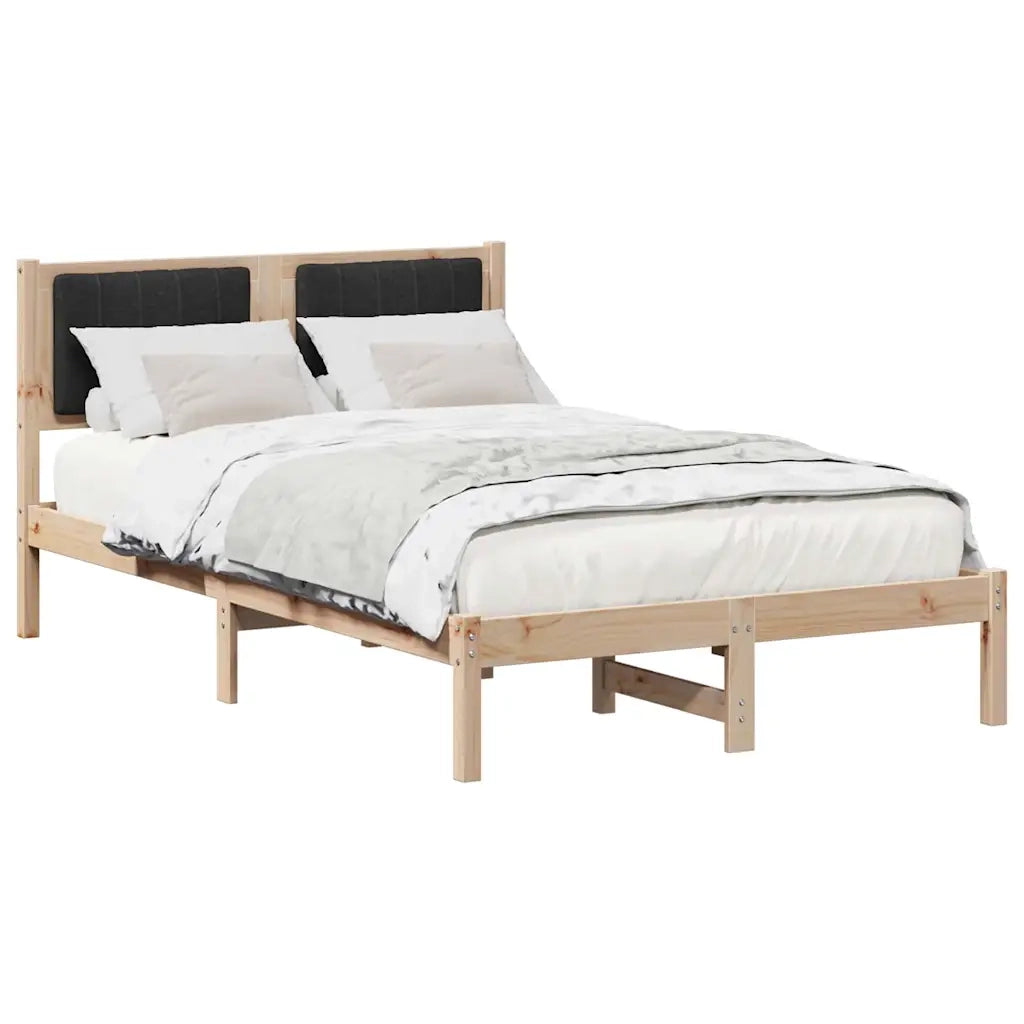 Letto con Testiera Rivestita Nero 120 x 200 cm Pino massello