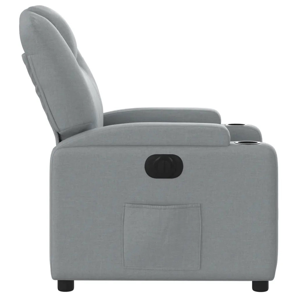 Poltrona | Sedia Relax Elettrica Reclinabile Grigio Chiaro in Tessuto