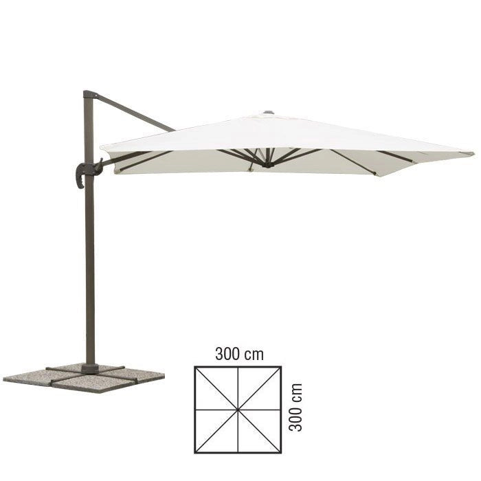 OMBRELLONE A BRACCIO DELUXE 3X3 M ECRU ALLUMINIO 360 GRADI  MARMETTE ESCLUSE