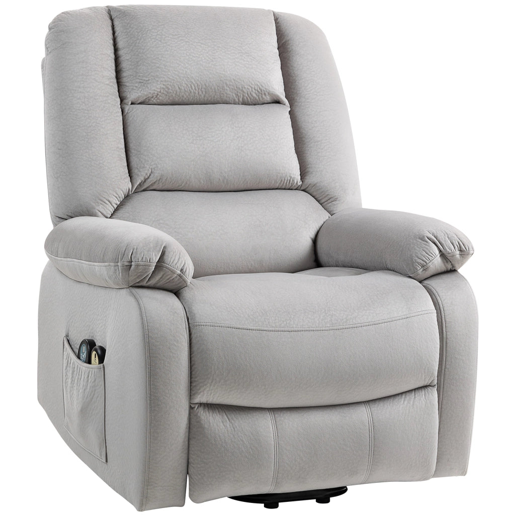 Poltrona Massaggiante Elettrica Alzapersona ¨C Zephmum ¨C Grigio Chiaro 90x93x110