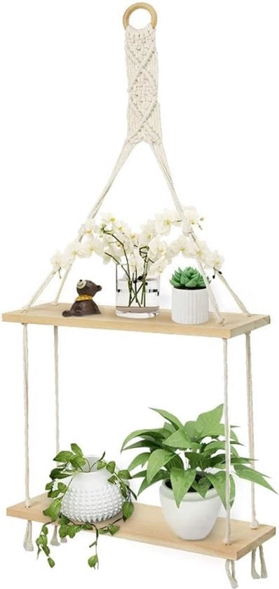 Pannello di parete in legno Pannello di parete boho chic con decorazione macramé per soggiorno, bagno e camera da letto.