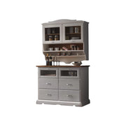 Cristalliera shabby in legno massello 2 ante 2 cassetti grigio/naturale l.120 p.58 h.197 - Mobili 2G