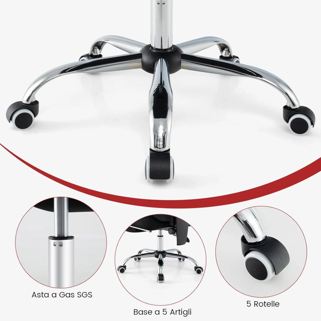 Sedia da Ufficio Ergonomica in Rete con Poggiapiedi, Poggiatesta e Braccioli Confortevoli, Poltrona con Schienale Inclinabile e Altezza Regolabile, Sedia Girevole, Portata 135 kg
